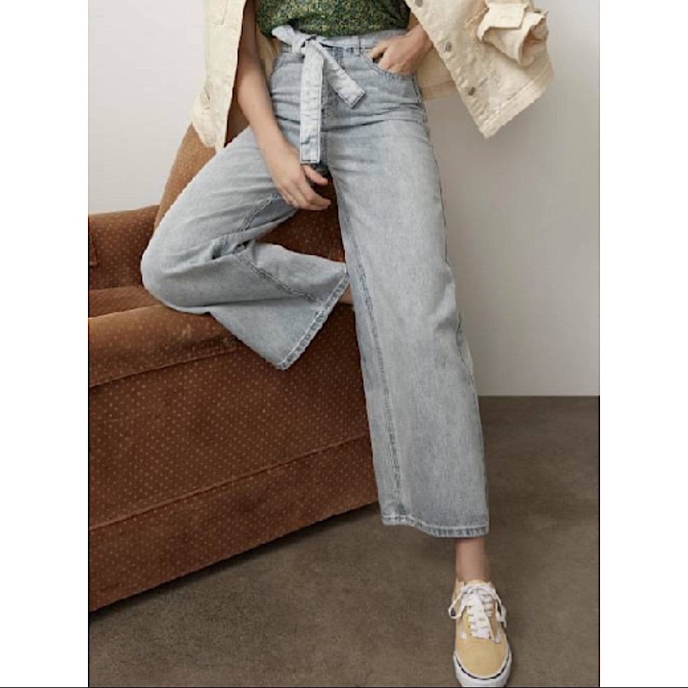 Simons Tie-Belt Wide-Leg High-Rise Jean Folk Fit